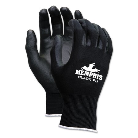 MCR SAFETY Economy PU Coated Work Gloves, Black, X-Large, PK12, 12PK 9669XL
